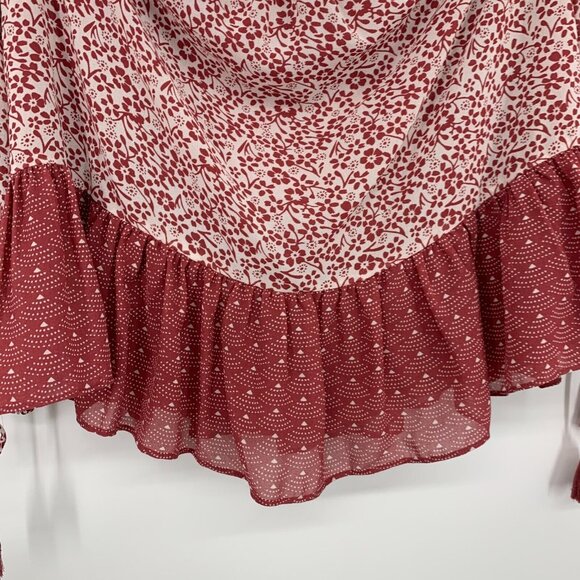 Revolve Tularosa Syrah Red Floral Print Halter Off Shoulder - Picture 9 of 15